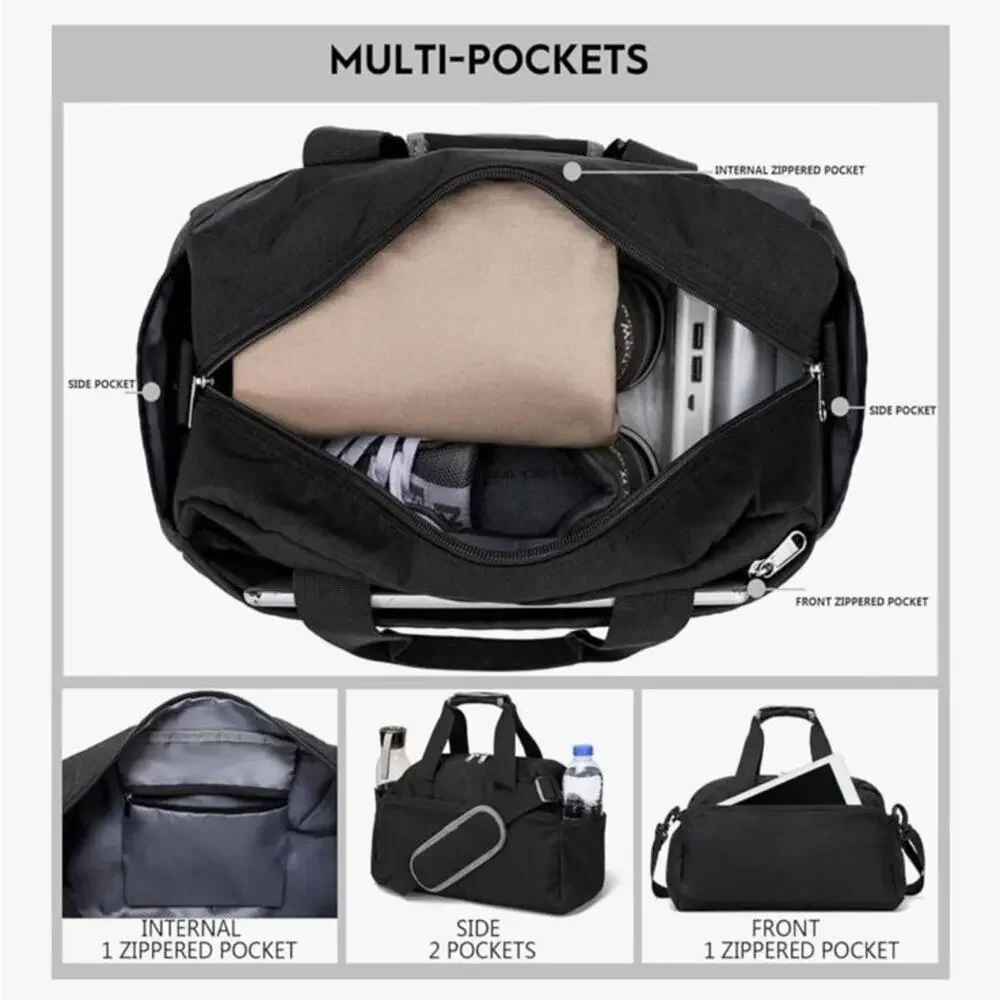 NWOT Classic Black Duffel Bag with Padded Strap